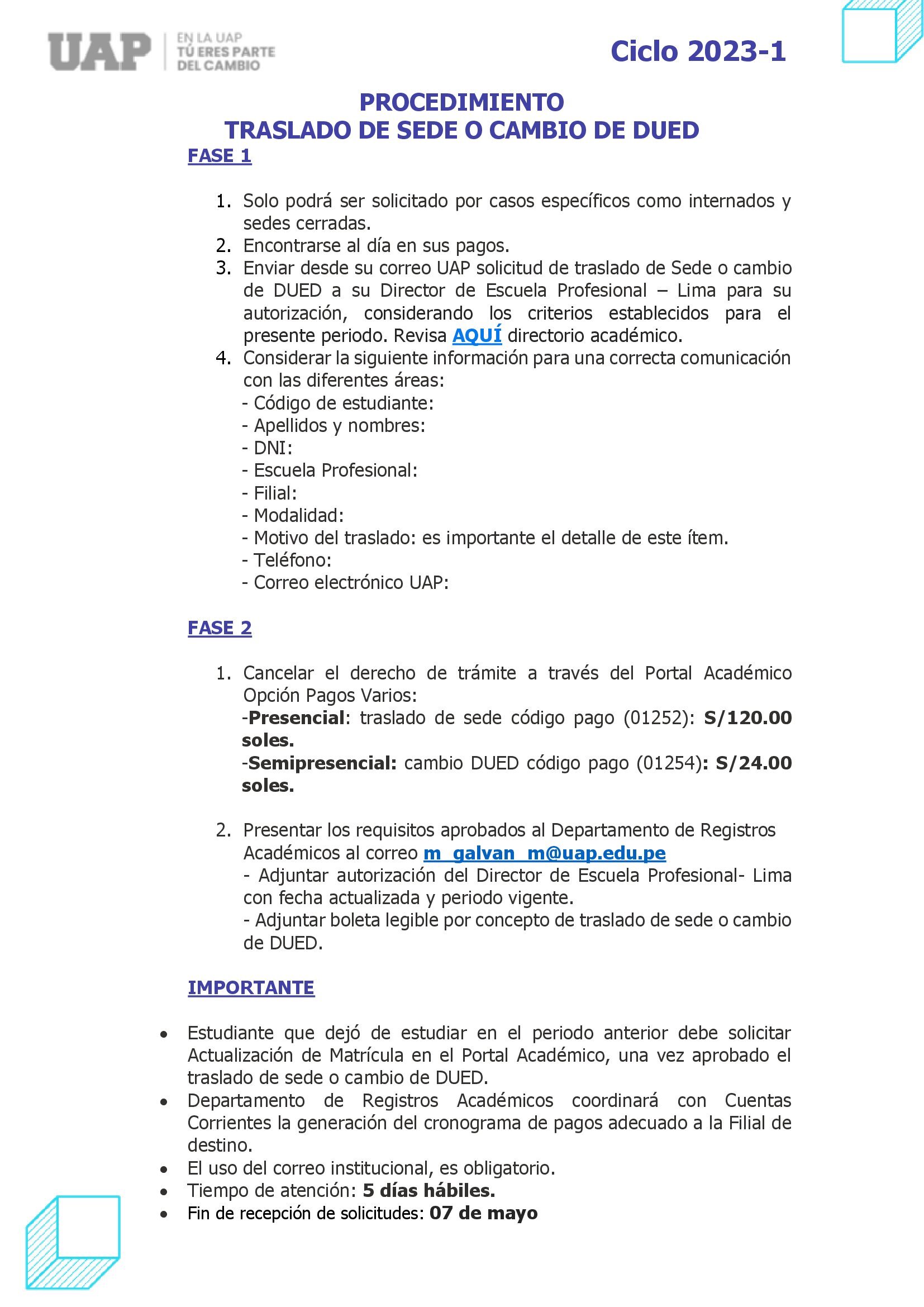 Procedimiento Para Traslado De Sede O Cambio De Uded Uap